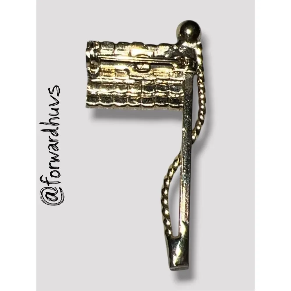 American Flag Brooch with Rhinestones